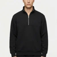 Men Black Quarter Zipper