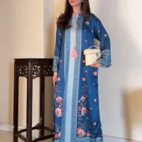 Satin Silk Printed Kaftaan